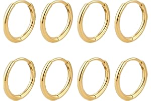 Mochity 4 Paires Boucles d'oreilles Creoles Femme, Boucle d'oreille Creoles Acier Inoxydable, 8-20mm Creole Or Créoles Argent Femme, Piercing Oreille Bijoux