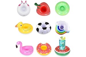 JIASHA Titular de Bebida Inflable, 9 Piezas Soporte Inflable para Bebidas Soporte para Vasos de Piscina Bebidas Posavasos inflables Inflable Portavasos para Bebidas, para Piscina Party (9)
