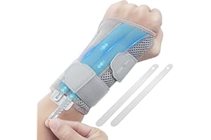 CURECARE Tutore Polso 2 in 1 con 3 Stecche per Tunnel Carpale, Tutore Polso Sinistro Traspirante per Donne e Uomini, Polsiera per Tendinite Polso per Slogature, Tendinite, Artrite (S/M, Sinistra)
