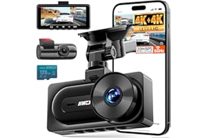 IIWEY 4K+4K Dash Cam Front and Rear, Dual STARVIS Sensor, 5G WiFi-6 (up to 20MB/s) with App, 128G SD Card Included, GPS, Dash Camera for Cars with 24/7 Parking Mode, 3.18 Inch IPS, 170° Wide Angle