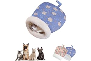 GENERIC Cat Sleeping Bag for Indoor Cats, 2025 Fluffy Cat Winter Nest Cave Bed, 360° Warm Semienclosed Soft Plush Pet Sleep Bags for Dog Puppy Kitten 5.5-16.5 Pounds (Blue Rabbit)
