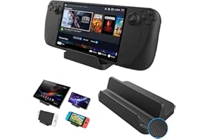 DLseego Holder Stand for Steam Deck 2021, Universal Game Accessories Dock Portable Silicone Anti-Slip Strap Play Stander Sturdy Durable ABS Material - Black