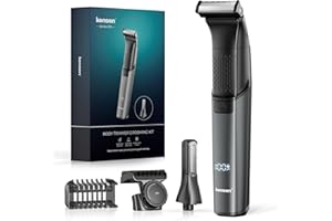 Tondeuse Corps Homme Kensen Tondeuse Intime Homme Autonomie de 100 mins Rasoir Electriques Corps Type-C Rasoir Intime Étanche Wet & Dry avec Peigne Limite pour Membres & Tronc