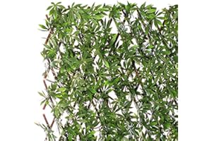 RUNADI Jardin Artificiel - Treillis Extensible en Bois de Saule Feuillage Artificiel Chanvre