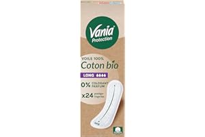 Vania | Protège-slips Protection Voile 100 % Coton Bio Long (boîte de 24 pièces) – Protège-lingeries sans parfum et sans colorant – Protection hygiénique respirante pour une sensation naturelle