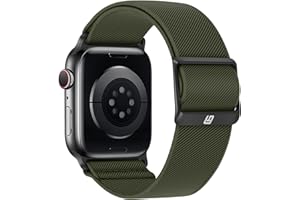 Bisikor Braided Straps Compatible with Apple Watch Band 49 46 45 44 42 41 40 38mm Women Men Stretchy Solo Loop Nylon Strap for iWatch Ultra 2 SE Series 10 9 8 7 6 5 4 (38/40/41/42, Army Green)