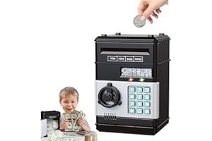 ROONTIN Hucha electrónica con contraseña - alcancía Digital para niños con función cajero automático - Regalo Educativo para Ahorrar Monedas y Billetes