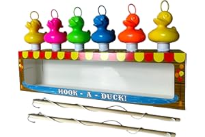 DOZER Kit de pêche aux canards avec 6 canards multicolores en plastique avec crochet et poids - Comprend 2 hameçons, jouet de bain, jouet de piscine, pêche aux canards pour garçons et filles