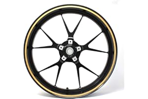 FINEST FOLIA Striscia decorativa autoadesiva per cerchioni di ruote da 0,7 cm, con strumento di montaggio, per moto, auto, bicicletta, decalcomania universale decorativa per ruote da 16", 17", 18", 19" (Oro)