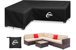 Kipiea L Shaped Garden Furniture Covers Waterproof, 420D Heavy Duty Oxford Fabric Outdoor Rattan Corner Sofa Covers with Windproof, Garden Sofa Cover, Anti-UV, Ripstop (Left Side, 200x250x85x78cm)
