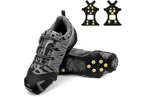 IGnaef Snow Ice Shoe Grips Winter Boot Grippers Strap Metal Spikes Cleat 14 Studs Anti Slip Touch & Close on Shoe Snow Ice Climbing One Shoe Size for Walking Jogging Hiking Climbing For Men Women Kids