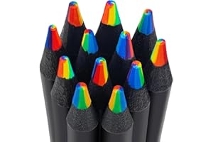 ThEast 7 in 1 Rainbow Coloured Pencils for Kids and Adults, Rainbow Colouring Pencil for School, Pre-sharpened, Multicoloured Party Fillers(24)