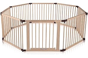 Baby Vivo Kojec XXL dla niemowląt, kratka ochronna dla dzieci, z drewna, z drzwiczkami, indywidualnie regulowana, 8 elementów, kolor brązowy