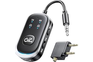 Mohard 2 in 1 Trasmettitore Ricevitore Bluetooth, AUX Bluetooth 5.3 Vivavoce Auto Doppie Coppie AirPods Amplificatori per Cuffie 3.5mm Jack Adattatore, Audio Stereo Aereo/Auto, Casa TV/PC/Altoparlanti