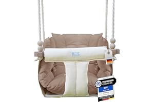 ‎MOAS SHOP MOAS SHOP® Babyschaukel Indoor - Outdoor aus Hainbuche-Holz mit Anker- und Befestigungsmaterialien für die Decke, Babyschaukel Garten, Schaukel Tragfähigkeit bis 25 Kg, Kinderschaukel Indoor