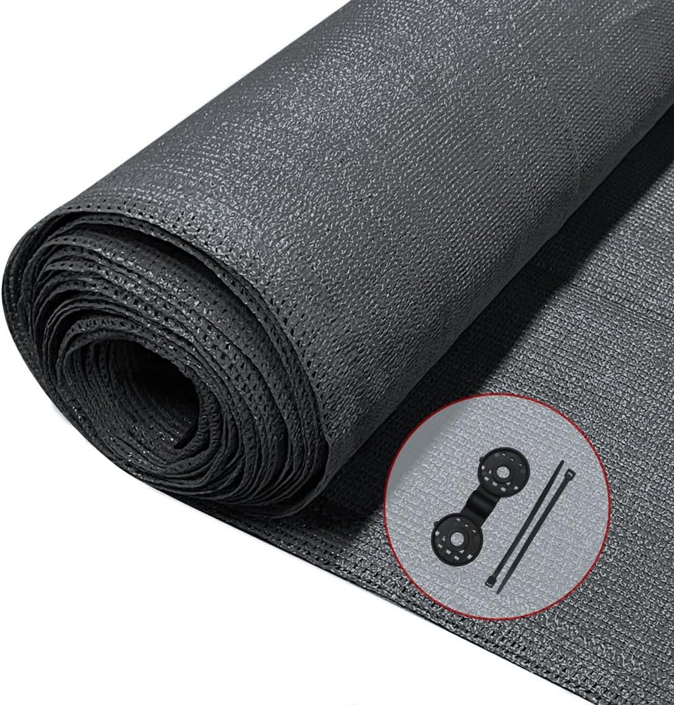VOUNOT® Malla Sombreo y Ocultación 1.5×10m, Valla Privacidad HDPE Protección UV, Red de Sombra con Clips y Bridas, para Jardín, Huerto, Balcón, Antracita