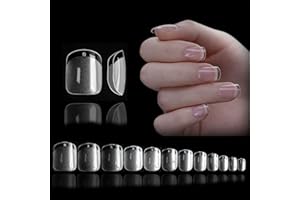 KIANOOL 552 Pièces Carré Capsule Americaine Ongle Extra Court, XXS Kit Pose Americaine Ongles, 12 Tailles Faux Ongle Transparent, Couverture Complète Rond Capsules Ongles