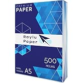 RAYLU PAPER - A5 80 g Premium Multipurpose Paper for Laser, Inkjet and Copier Printers for Office and Home (500 Sheets, A5)