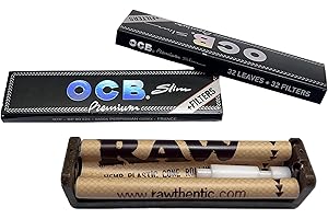 yaoviz® Set 3tlg.: RAW konische Drehmaschine 110mm ecoplastic - 2x OCB premium black slim KS Slim Papers inkl. Papertips