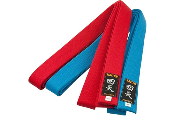 KAITEN Ceinture de karaté en coton bleu - 4 cm de large - Longueur : 230 à 325 cm