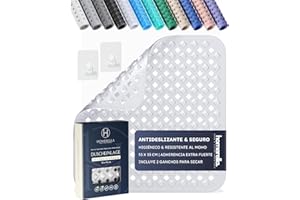 homerella® Alfombra Ducha Antideslizante 53 x 53 cm, Incluye Ganchos de Suspensión, sin BPA, Alfombrilla Ducha Antideslizante Ducha, Resistente al Moho, Alfombra bañera Antideslizante