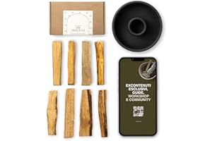 BESOULS Edizione Premium – 8 Palo Santo per Purificazione con Bruciatore Artigianale + QR Guida Digitale per Aromaterapia e Meditazione