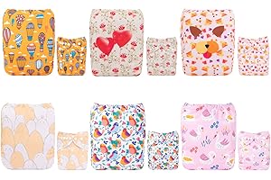 ALVABABY Lot de 6 Couches réutilisables lavables en tissu + 12 inserts 6DM06-FR