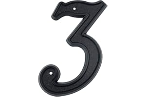 HASWARE Número de casa de 5.5 pulgadas (139mm) Números de puerta modernos Números de dirección de casa de calle, Plástico ABS negro (3)