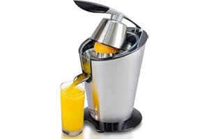 LEBENLANG Presse agrume electrique 600W - Cône en acier inoxydable & sans BPA inclus I Presse-agrumes électriques I Juicer orange machine Presseur agrumes electriques Jus de fruit d'orange automatique