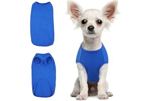 Hjumarayan Maglietta Cane - Magliette per Cani Sottile Maglione Cane Taglia Piccola Maglia per Cani, Maglioncino a Righe Maglia Elastico (Blu zaffiro XXS)
