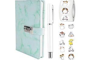 BDHYYM Journal Intime avec Code,Journal Intime Garçon Fille, Journa Intim Fille, avec Stylo à Bille en Métal et Autocollant, Carnet Secret Garçon A5 en Cuir PU/21x15cm