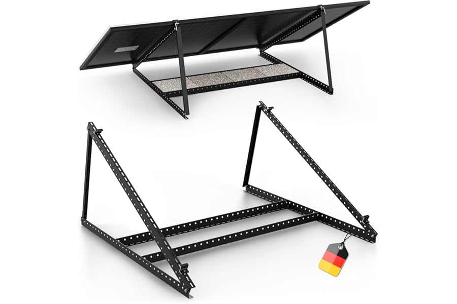 SolarXon Solar Panel Bracket Black, 0% VAT, Aluminum, 118 cm, 0-90° Angle, Balcony Power Station Bracket, Solar Panel Bracket for Flat Roof, Garage, Freestanding