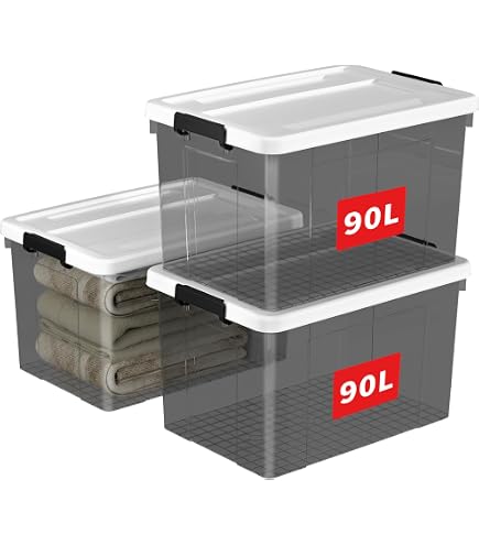 Mallette De Rangement Strata 110L - Avec Roulettes Et Couvercle, Noir