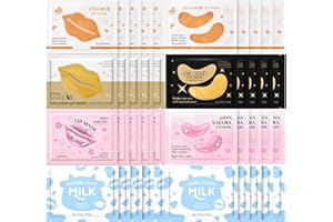TBEAUTFAVE 40 PCS Lip Mask & Eye Mask Set, Under Eye Gel Patches, Collagen Eye patches for Puffy Eyes & Dark Circles, Overnight Hydrating Lip Mask for Dry Lip, Pamper Gifts for Women Teenage Girls, Eye&Lip Care