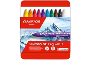 Caran D'ache Neocolor II - Juego de ceras de color (10 unidades, caja metálica)