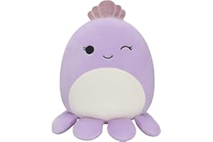 Squishmallows SQCR02398 - Violet der Oktopus mit Krone 19 cm, offizielles Kelly Toys Plüsch, superweiches Kuscheltier