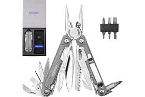 ROCKTOL Multitool Pliers, EDC Multitool Pocket Knife VG10 Blade, 27-in-1 Multi-tool with Titanium-plated Handle, Precision Screwdriver, Gut Hook for Hunting, Backpacking, Hiking, Camping, (Gen-R)
