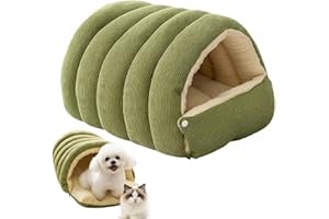 Starnearby Cuccia Calda per Gatti, Cuccia a Grotta per Gatto, Letto Grotta per Gatto, con Cuscino Rimovibile, Nido Accogliente in Peluche per Gatti e Cani di Piccola Taglia (Verde, M:45x30x19cm)