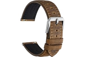 WOCCI Correa de Reloj, Cuero Genuino, Cuero con Forro Oscuro, Liberación Rápida, Ancho de Correa 18mm 20mm 22mm