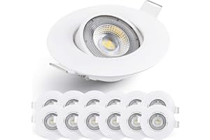 E EMOS EMOS LED Einbaustrahler 230V, 5W / 450lm, 50° schwenkbar, Deckenspots warmweiß 3000k | Einbaustrahler LED Spot flach 68mm Lochmaß | Set mit 12 Stück LED Spots 230V, Einbauleuchten rund (Farbe weiß)