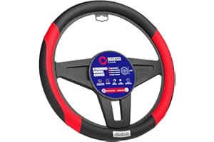 Sparco 1 Funda Universal para Volante de Coche, Negro/Rojo