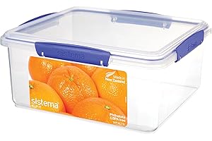 Sistema KLIP IT Frischhaltedose | 5 l | stapelbare und luftdichte Vorratsdose mit Deckel | geeignet für Kühl-/Gefrierschrank | blaue Clips | 1 Stück