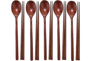 Ksrnsne Ensemble de vaisselle coréenne en bois fait à la main avec 5 cuillères et baguettes