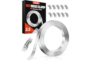 3.5 Metres Hose Clips, Jeboler 304 Stainless Steel Hose Clamp with 10Pcs Fasteners DIY Worm Clamp Adjustable Pipe Clamp, Hose Pipe Clips Assortment Tube Joining Clips for Pool Fuel Line and Garden