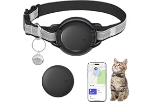 JIARUI Cat Tracker Collar, Real Time GPS Cat Tracker - Works with Apple Find My (Only iOS) - No Monthly Fee - Elastic Cat Collar - GPS Cat Tracking Device(1 Pack)