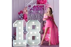 MIXIFOX 90 cm White Luminous Numbers, Gigantic Luminous Numbers Decoration Birthday, Wedding Anniversary, 18th Birthday Party, Luminous Numbers LED, Wedding Decoration, Birthday Engagement Decoration, 18th