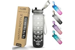 BierEx Trinkflasche 1L aus Tritan – BPA-frei, kohlensäuregeeignet & auslaufsicher – Wasserflasche für Sport, Schule & Büro – robuste Sportflasche 1 Liter für Sprudel & stilles Wasser (Weiß Schwarz)