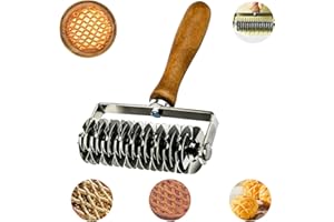 Yallmie Lattice Pastry Cutter, Pastry Lattice Roller Cutter Stainless Steel Pastry Lattice Cutter, Dough Lattice Roller with Handle Pastry Roller, Lattice Pie Top Cutter for Bakery, Party (01)