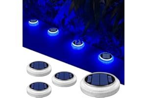YiLaie Lampe Solaire Exterieur Jardin,Lumiere Solaire Exterieur 360 ° LED Decoration Jardin Exterieur IP68 étanche Spot Solaire Exterieur Avec Auto On/Off Lampadaire Exterieur,40LmLumière bleue,4pcs