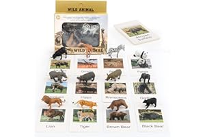 ZOSIGN Figurine Animaux, 12 Pièces Jungle Zoo Animals Figurines, Safari Animal Figures Jouets avec Cartes Assorties, Mini Figurines d'animaux, Jouets Éducatifs pour Enfants, Cadeau Garçons et Filles